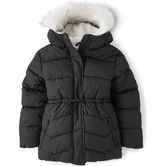 The Children's Place Girls' Medium Weight Puffer Jacket, Wind, Water-Resistant - Picture 1 of 4